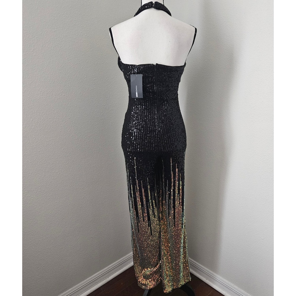 Fashion Nova In The Glow Sequin Jumpsuit Black Gold sz S NWT Fest Party - Picture 9 of 17